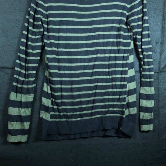 Express Womens Sweater Green Striped Long Sleeve Cozy Stretch Medium - Picture 3 of 12
